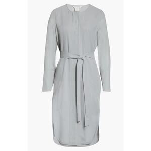Club Monaco Silk Shirt Tail Belted Robe Shirtdress Womens Gray